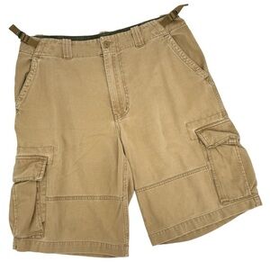 Vintage 2002 Old Navy Cargo Shorts Tab Waist Baggy Fit Tan/Brown 100% Cotton 34
